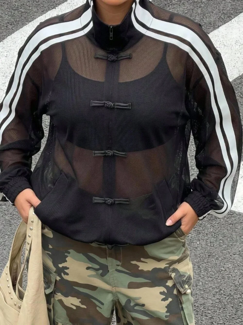 Black Casual Women's Sheer Jacket